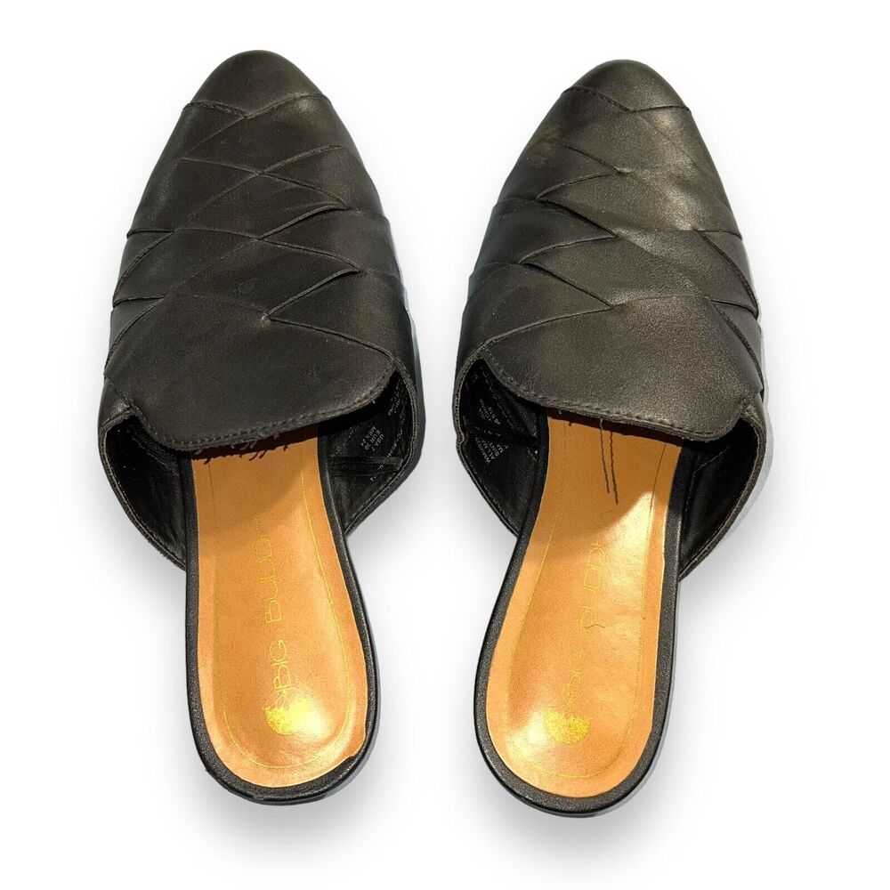 Big Buddha Womens Woven Mules Slip On Big Weave Shoes Slides Black Vegan Size 7